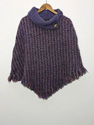 Buy John Branigan Weavers Purple/Multi Cozy Wool Mix Cape Poncho Made In Ireland  • 45£