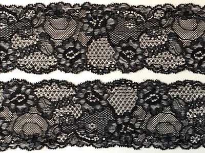 Buy Laverslace Delicate Black Narrow Stretch Lace Trim 2.75 /7cms Sewing Goth • 5.25£
