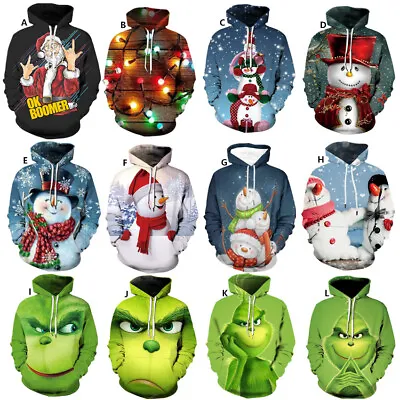 Buy UK Christmas Xmas 3D Grinch Hoodie Mens Womens Jumper Hoodie Sweatshirt Pullover • 18.88£