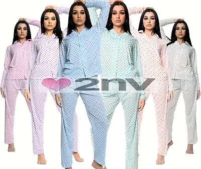 Buy Ladies Pyjama Set Cotton Rich PJ Womens Polka Dot Long Sleeve Loungewear Set • 10.95£