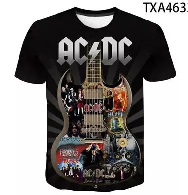 Buy Summer Boys Adults AC DC  Live Music 3D Print T-shirt Tops Vintage NEW • 11.99£