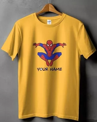 Buy Personalised Spider Man T-Shirt, Your Name Superhero, Multicolored Unisex Top • 12.99£