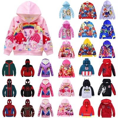 Buy Kids Boy Girl Cartoon Hoodie Zip Up Jacket Barbie Mario Hooded Sweatshirts Coat☆ • 16.37£