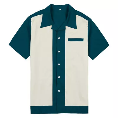 Buy Mens Clothing Bowling Shirts Rockabilly Style Fashion Indie Mens Shirts 50s • 17.87£