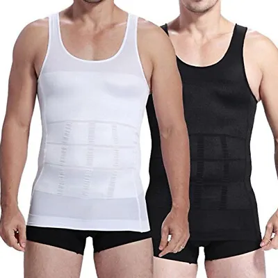 Buy Men's Slimming Body Shaper Vest Slim Chest Belly Waist Boobs Compression T-Shirt • 6.76£