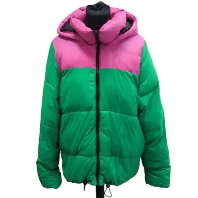 Buy Noisy May Ladies Green Pink Padded Coat Large • 12£