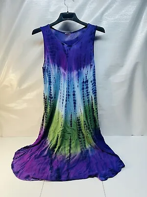 Buy Advance Apparels Dress Women’s Multi Color Tie Dye Free Size Hippie Gypsy • 13.44£