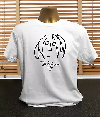 Buy John Lennon Self Portrait With Signature - Men's John Lennon T Shirt • 14.99£