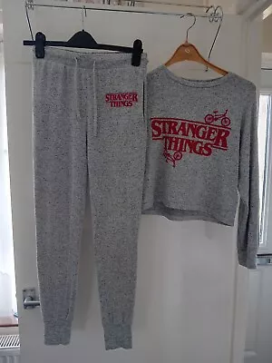 Buy Stranger Things - Ladies Light Grey Marl Pyjamas Set/Loungewear - Size XS UK 6-8 • 2£