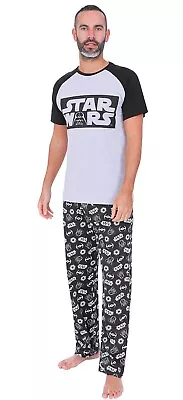 Buy Men's Star Wars Black Grey Cotton Long Pyjamas • 19.99£