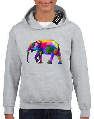 Buy Geometric Elephant Kids Hoody Hoodie Animals Cute Design Gift Idea Top • 14.99£