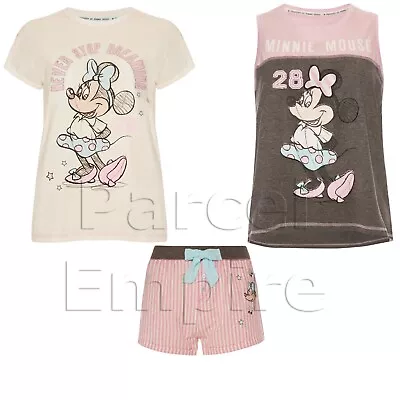 Buy Minnie Mickey Mouse Ladies PYJAMA Official Vest Shorts PJ T-Shirt • 9.99£