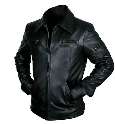 Buy Men's Cafe Racer Motorcycle Genuine Soft Lambskin Leather Slim Fit Biker Jacket • 29.99£