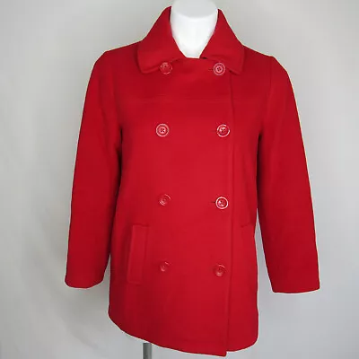 Buy J. Jill Red Pea Coat Jacket Wool Lined Women's XS XSmall • 33.14£