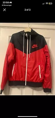 Buy Red And Black Nike Sportswear Windrunner Men's Hooded Jacket.    SIZE S  • 19.99£