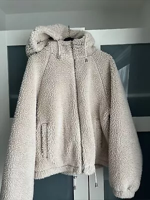 Buy Primark Cream Teddy Bear Fleece Hooded Coat Jacket Was Washed When Bought Size S • 10£