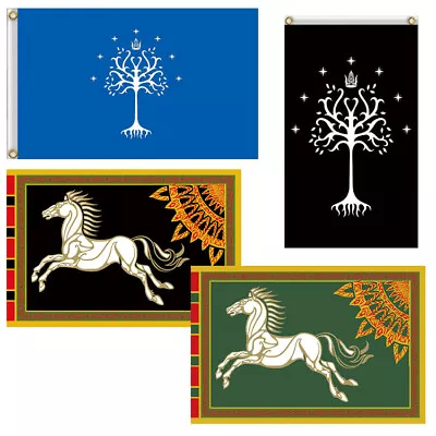 Buy New Lord Of The Rings Gondor Flag White Tree Collectible 90*150cm • 13.20£
