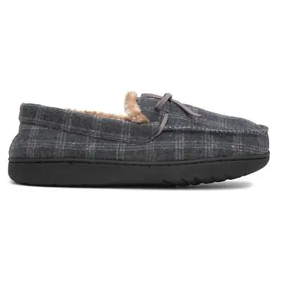 Buy The Slipper Company Mens Slippers Grey Check Warm Lined Moccasin Olly Shoezone • 6.99£