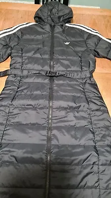 Buy Womens Adidas Originals Hooded Premium Long Slim Jacket Black Uk 12[m] • 45£