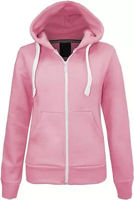 Buy Women's Plain Fleece Zip-Up Hoodie Jumper Ladies Long Sleeve Warm Jacket Top • 13.95£