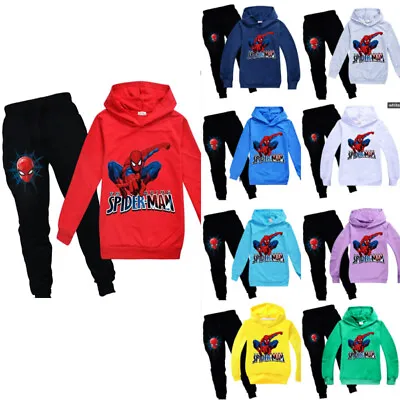 Buy 2PCS Boys Spiderman Hoodies Jumper Kids Casual Sweatshirt Tops Pants Outfit Set • 5.49£