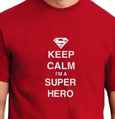 Buy Keep Calm I'm A Superhero - Funny Retro T-shirt - Red • 8.95£