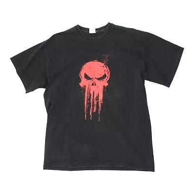 Buy The Punisher Skull Logo Mens Black Tshirt | VTG Marvel Comics Antihero • 25£