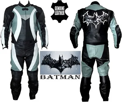 Buy Batman Style Print Mens Dynamic Grey Motorbike Motorcycle Leather Jacket & Suit • 149.99£