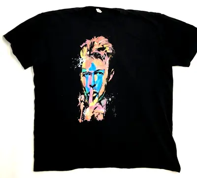 Buy David Bowie Music Multicoloured Painted Face Graphic Print Black T-Shirt 2XL • 12.50£