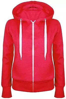 Buy Womens Plain Zip Hoodie Ladies Hooded Zipper Sweatshirt Jacket Coat Hooded Top • 6.25£