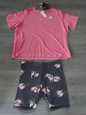 Buy Bnwt - M&s Marks & Spencer Pink Mix Pyjamas Set With Hair Scrunchie Uk Size 16 • 12.99£