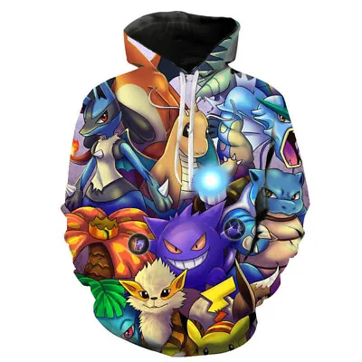 Buy 15 Styles Men's Hoodie Animation Elves Pikachu 3d Printing Sweatshirts Jacket • 19.10£