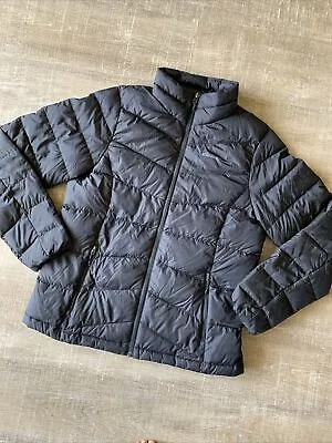 Buy Eddie Bauer EB650 Down Jacket Chevron Puffer Womens Medium Black Coat Packable • 30.24£