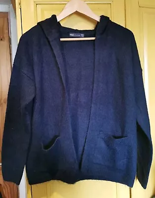 Buy M&S Navy Knitted Cardigan Hoodie Small • 8£
