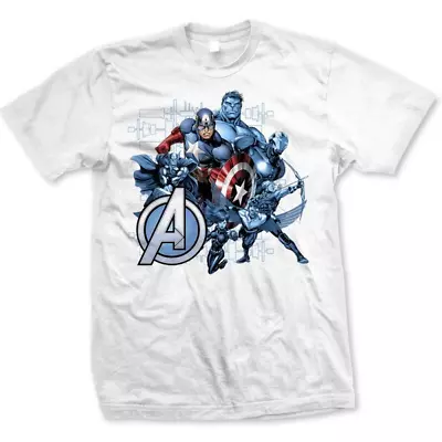Buy Marvel Comic Official Avengers Group Assemble Size XXLarge Mens White T-Shirt • 9.95£