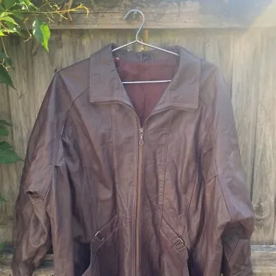 Buy Women’s Leather Jacket Burgundy UK 14 • 24.99£