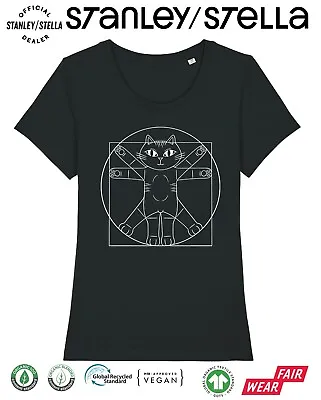 Buy Vitruvian Cat T-Shirt Funny Womens Pet Gift Stanley/Stella Eco-Friendly Clothing • 8.99£