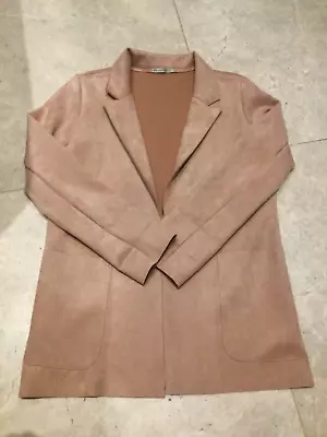 Buy Zara Dusky Pink Velvety Faux Suede Longline Blazer Jacket XS Smart City Chic • 24.99£