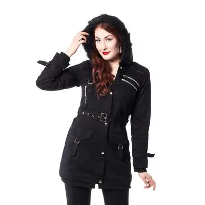 Buy Vixxsin Rize Jacket Black Ladies Goth Emo Punk Parka Alternative Gothic • 58.95£