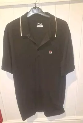 Buy Fila Men Cotton Black Polo T-Shirt Size XL  • 2.50£