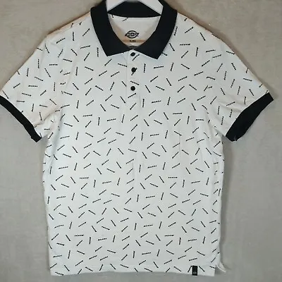 Buy Men's Dickies Size LG 40-42  Black/White Monochrome Polo Shirt Top T-shirt In UK • 18.99£
