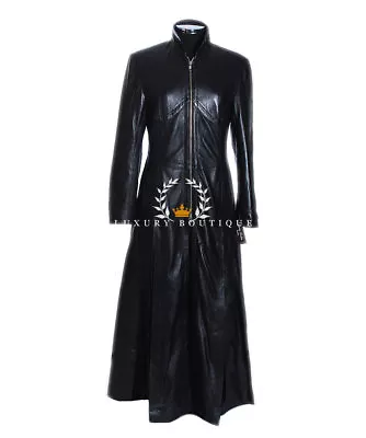 Buy Ladies Trinity Matrix Black New Designer Real Lambskin Leather Full Length Coat • 219.99£