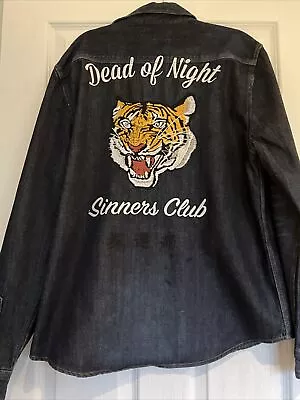 Buy River Island Men’s Embroidered Denim Shirt/jacket Large • 15£