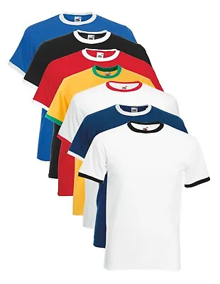 Buy Mens Short Sleeve Cotton Contrast Collar Hoops Ringer Tee T-Shirt Tshirt No Logo • 5.50£