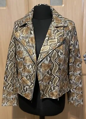 Buy Helene Berman Faux Snake Print Leather Biker Jacket Size 12 BNWT • 39.99£