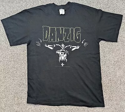 Buy Vintage 00s Glenn Danzig Cross Skull T-shirt 2001 Large M&O Heavy Metal • 70£