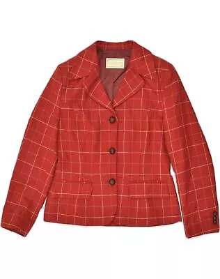 Buy ELIZABETH ASCOT Mens 3 Button Blazer Jacket IT 44 Medium Red Check Wool FE11 • 20.68£