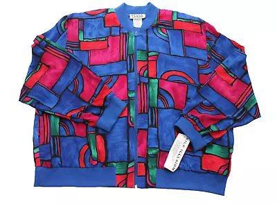 Buy NWT 90s Womens 2X Vintage Multicolor Colorful Zip Lightweight Windbreaker Jacket • 19.21£