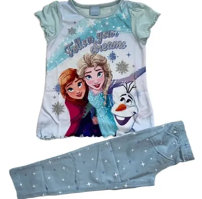Buy Girls Disney Frozen Pyjamas. Capri Slim Fit Bottoms And Top.2-3,4-5 Or 5-6yrs. • 7.25£