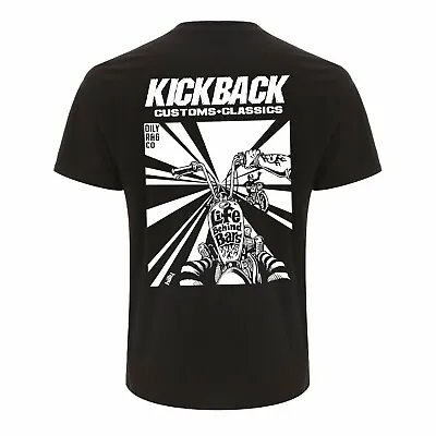Buy Kickback Custom Motorcycle Show Prison T-shirt - Black - By Oily Rag Co. • 26£